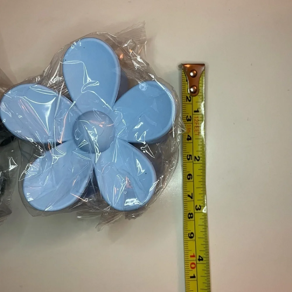 Large Flower Hair Accessories Claw Hair Clips Set of 2 Navy Blue & Baby Blue